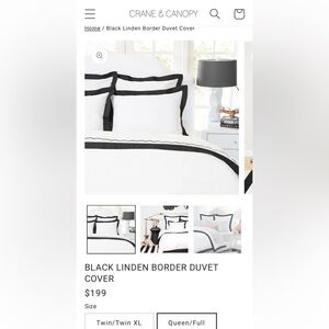 Black Lined Border Queen/Full Duvet Cover